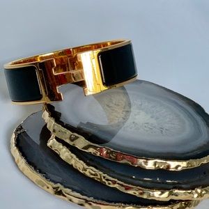 Hermes Jewelry - Hermes Black & Gold Wide Bracelet Hermes Jewelry - Hermes Black & Gold Wide Bracelet